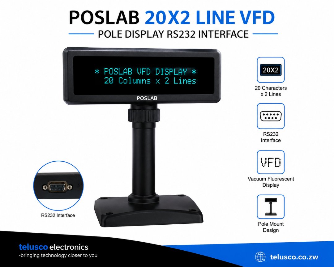 POSLAB 20X2 LINE VFD/POLE DISPLAY RS232 INTERFACE
